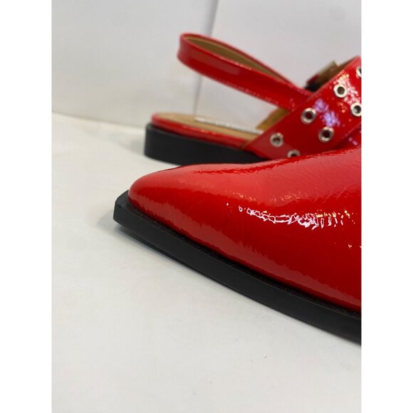 Steve Madden Women's Smokee Buckle Slingback Flats Size 10 Red Patent Leather - Picture 4 of 9